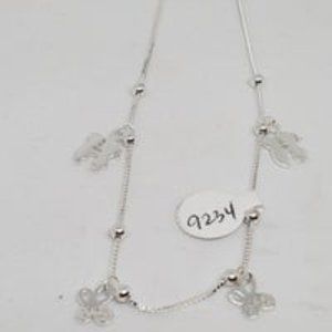 Real .925 Sterling Silver Charms Anklet